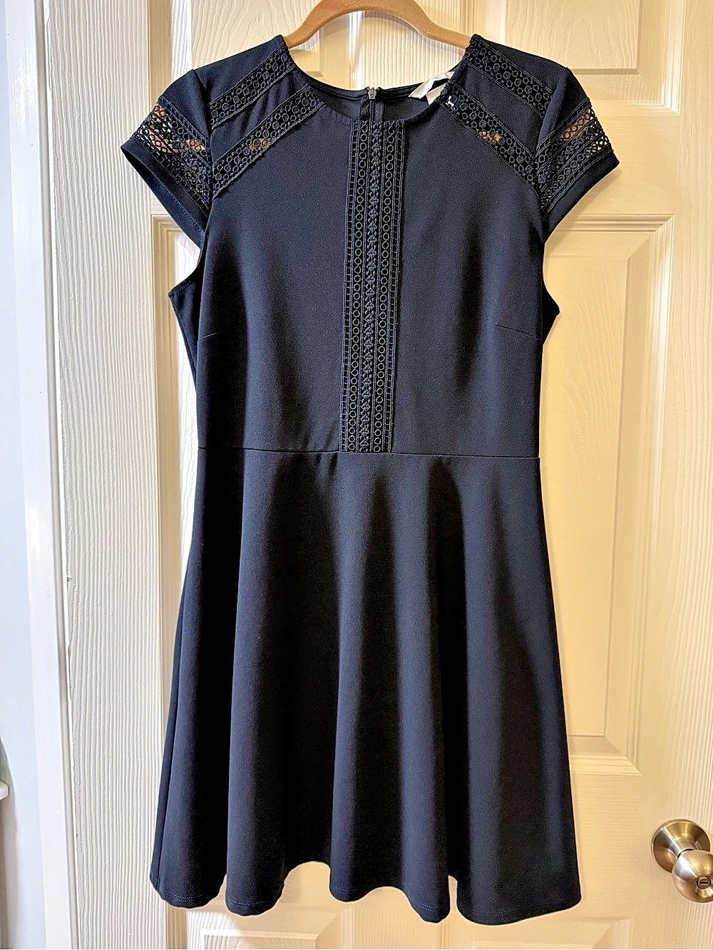 H&M Navy Lace Trim Mini Dress Size Medium Like New